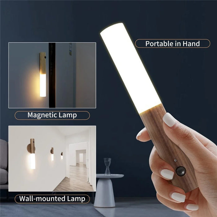 Motion Sensor Night Light Wall-mounted Smart LED Light Self-Stick and Magnetic Closet Lights Stair Lights for Hallway Bathroom Bedroom Kitchen - Brown - 3