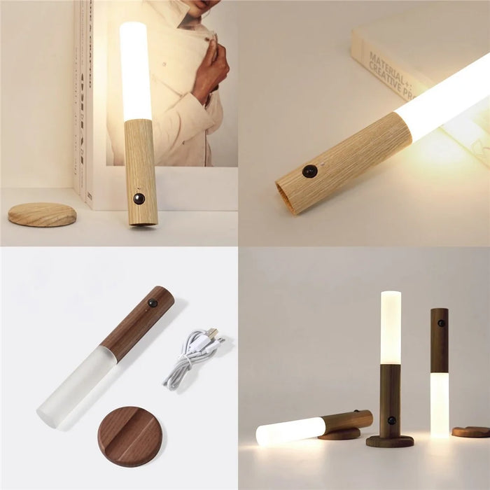 Motion Sensor Night Light Wall-mounted Smart LED Light Self-Stick and Magnetic Closet Lights Stair Lights for Hallway Bathroom Bedroom Kitchen - Brown - 7