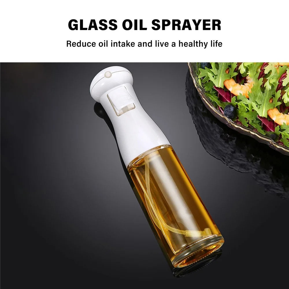 Oil Sprayer Glass Oil Spray Bottle 200ML Oil Misters Vinegar Bottle Oil Dispenser for Kitchen Air Fryer Cooking BBQ Salad Roasting (BPA Free, No FDA Certificate) - White - 2