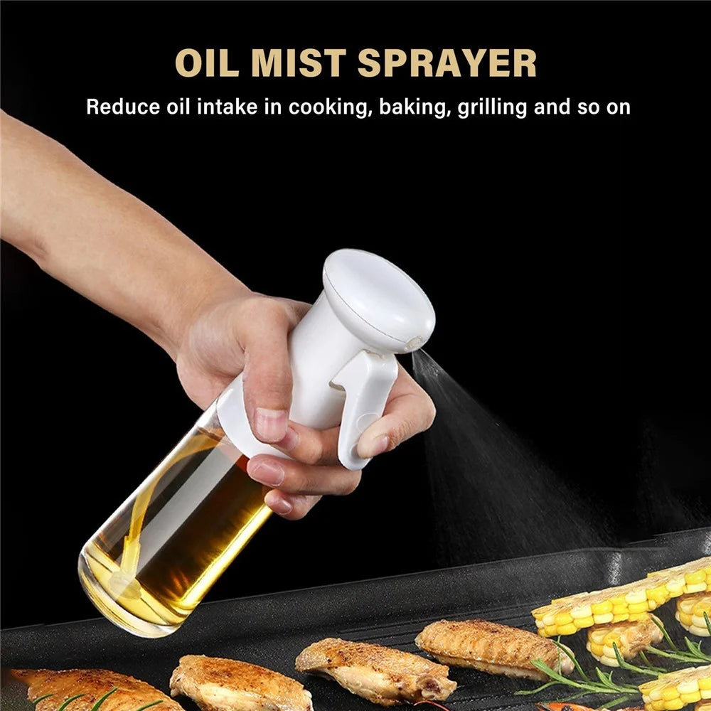 Oil Sprayer Glass Oil Spray Bottle 200ML Oil Misters Vinegar Bottle Oil Dispenser for Kitchen Air Fryer Cooking BBQ Salad Roasting (BPA Free, No FDA Certificate) - White - 4