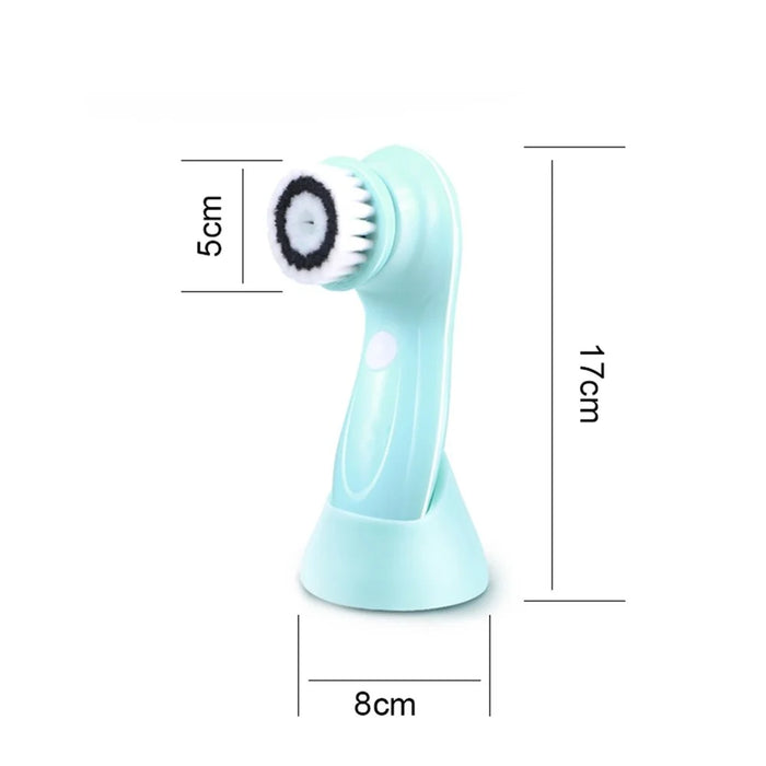 360 Degree Facial Cleansing Brush 2 Speed Levels Waterproof Face Cleaning Brush with Replacement 3 Brush Heads - Pink - 5