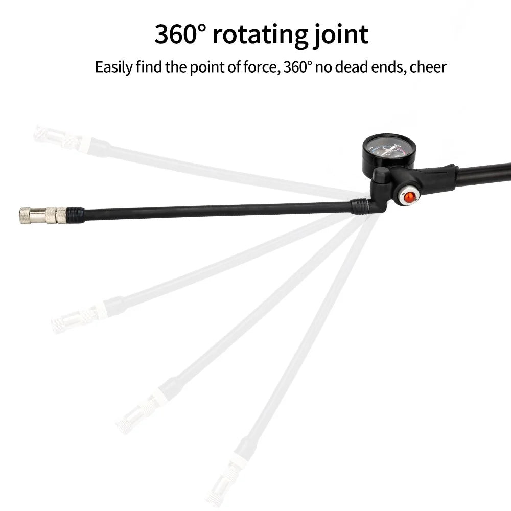 ZTTO Bicycle Air Pump 300PSI High Pressure MTB Road Bike Tire Inflator with Schrader & Presta Valve - 3