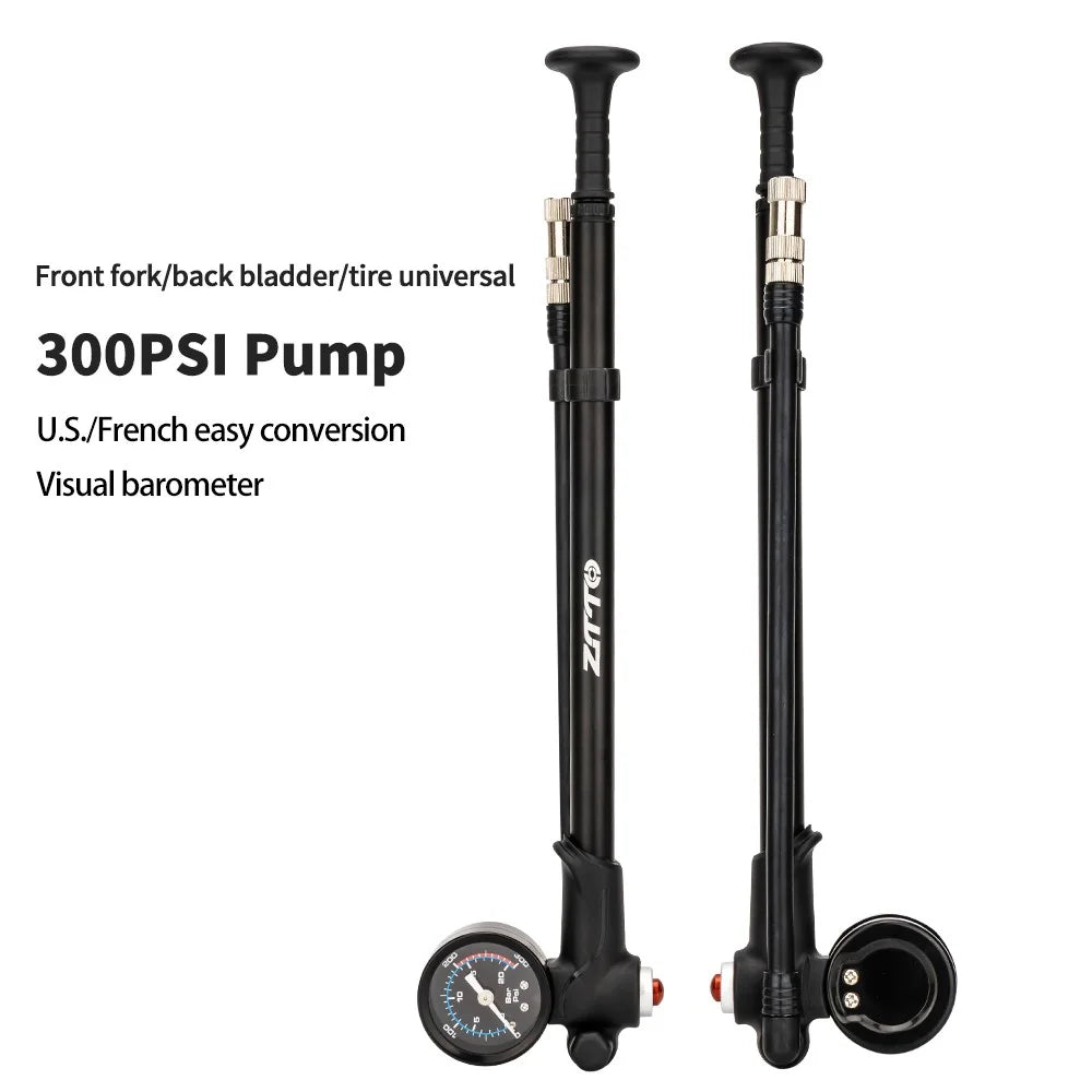 ZTTO Bicycle Air Pump 300PSI High Pressure MTB Road Bike Tire Inflator with Schrader & Presta Valve - 7
