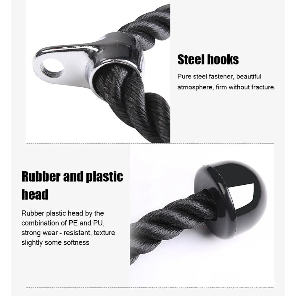 Tricep Rope Cable Attachment Exercise Machine Abdominal Crunches Pulley System Gym Pull Down Rope - 3