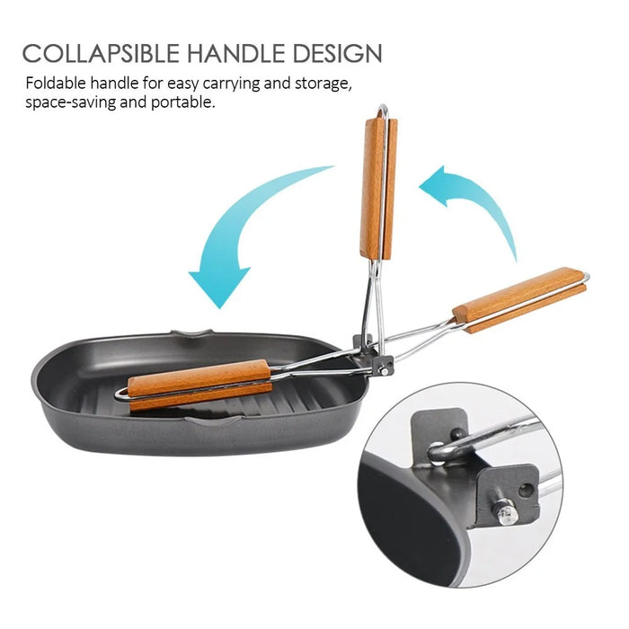Nonstick Coating Frying Pan Camping Cookware Iron Steak Pot for Outdoor Kitchen Equipment Gear (No FDA Certificate, BPA-free) - Size: L - 6