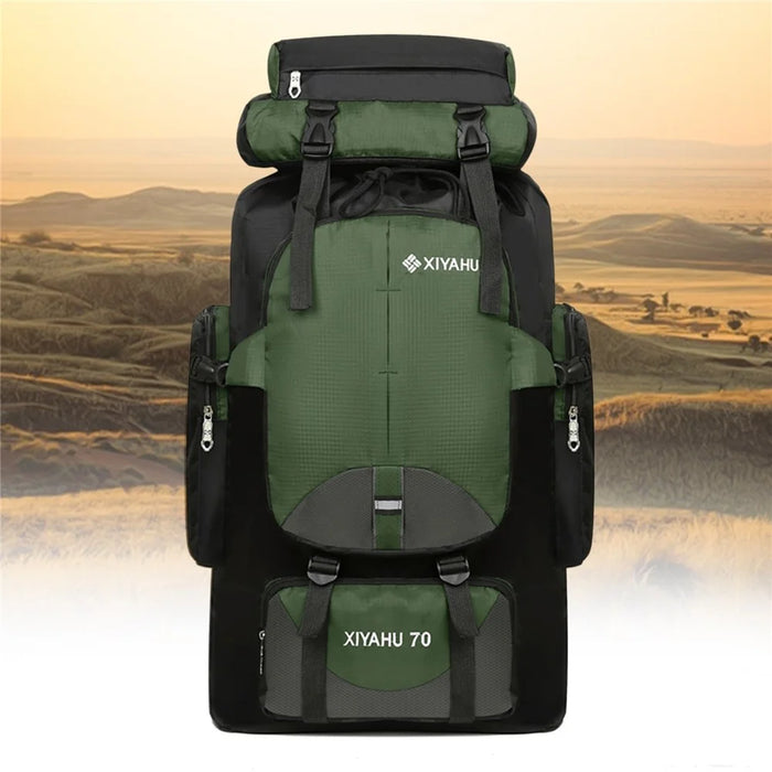 XIYAHU 70L Large Capacity Sports Backpack Waterproof Bag Rucksack for Outdoor Climbing Hiking - Army Green - 1