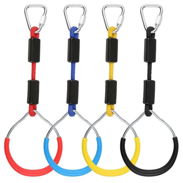 4Pcs Gymnastic Rings Exercise Hoops Obstacle Courses Gym Rings Swing Bar Athletic Dip Rings Strength Workout Training Pull Ups - 1