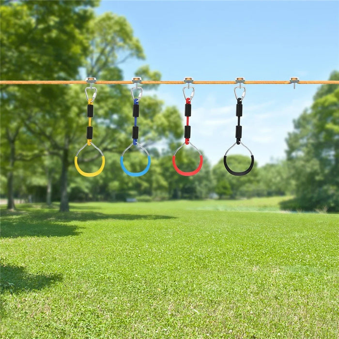 4Pcs Gymnastic Rings Exercise Hoops Obstacle Courses Gym Rings Swing Bar Athletic Dip Rings Strength Workout Training Pull Ups - 3