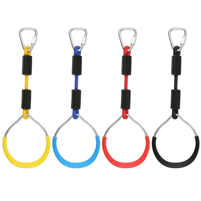 4Pcs Gymnastic Rings Exercise Hoops Obstacle Courses Gym Rings Swing Bar Athletic Dip Rings Strength Workout Training Pull Ups - 5