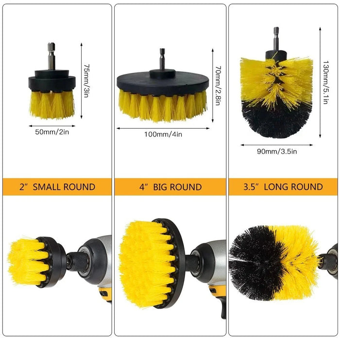 3 Pack Drill Brush Attachment Set Scrubber Cleaning Brush for Cleaning Bathroom Surfaces Floor Tub Shower Tile Kitchen - Blue - 2