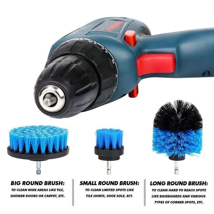 3 Pack Drill Brush Attachment Set Scrubber Cleaning Brush for Cleaning Bathroom Surfaces Floor Tub Shower Tile Kitchen - Blue - 5