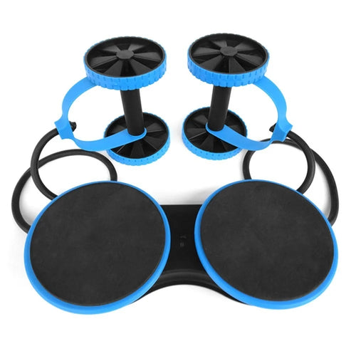 Double Ab Roller Wheel Set Abdominal Wheel Roller Muscle Trainer Home Exercise Fitness Equipment - Blue - 1