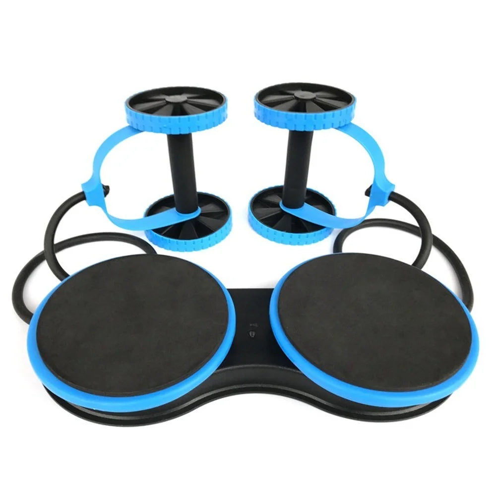 Double Ab Roller Wheel Set Abdominal Wheel Roller Muscle Trainer Home Exercise Fitness Equipment - Blue - 2