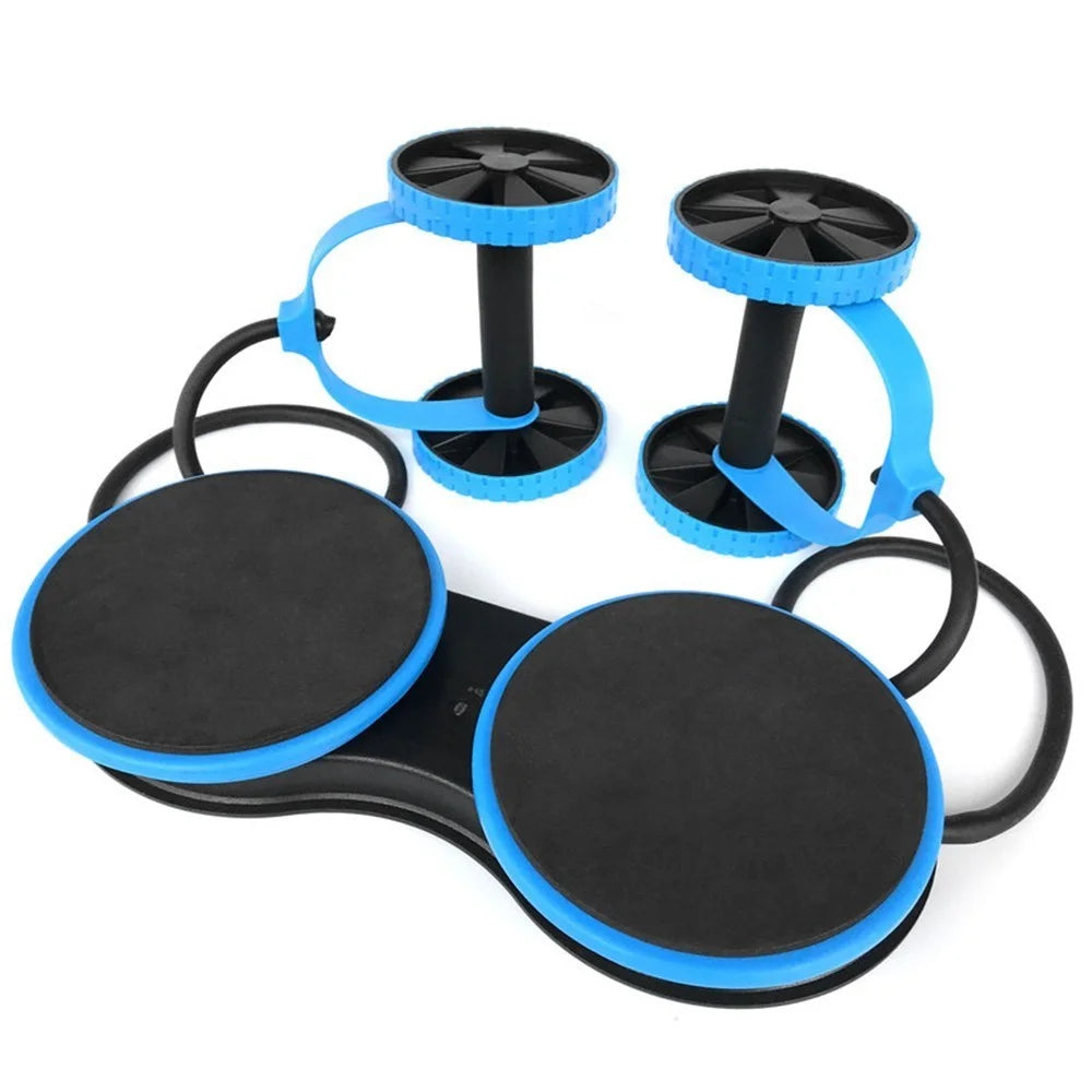 Double Ab Roller Wheel Set Abdominal Wheel Roller Muscle Trainer Home Exercise Fitness Equipment - Blue - 7