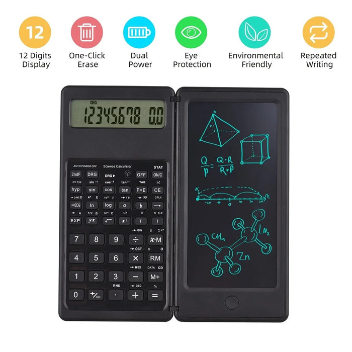 Calculator with LCD Writing Tablet 10 Digits Display Desktop Calculator with Stylus Erase Button - Black - 3