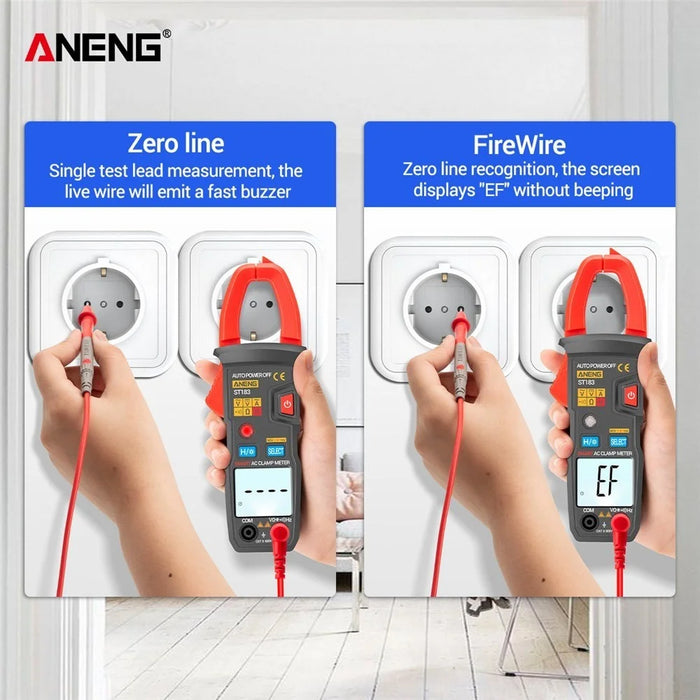 ANENG ST183 AC Current and AC/DC Voltage Tester 6000 Counts Digital Clamp Meter Auto-Ranging Multimeter Resistance Capacitance Diode Test NCV - 6