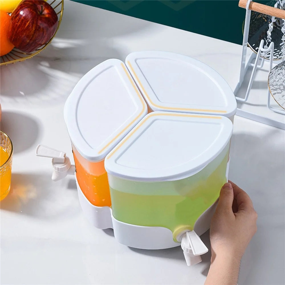 Three Grids Beverage Dispenser Ice Water Bucket Rotatable Cold Water Kettle Refrigerator Water Container with Faucet - 2