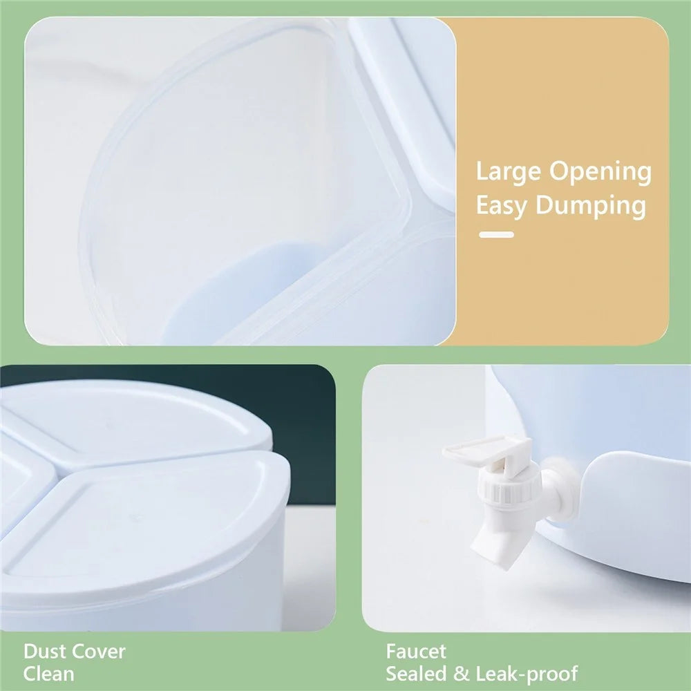 Three Grids Beverage Dispenser Ice Water Bucket Rotatable Cold Water Kettle Refrigerator Water Container with Faucet - 3