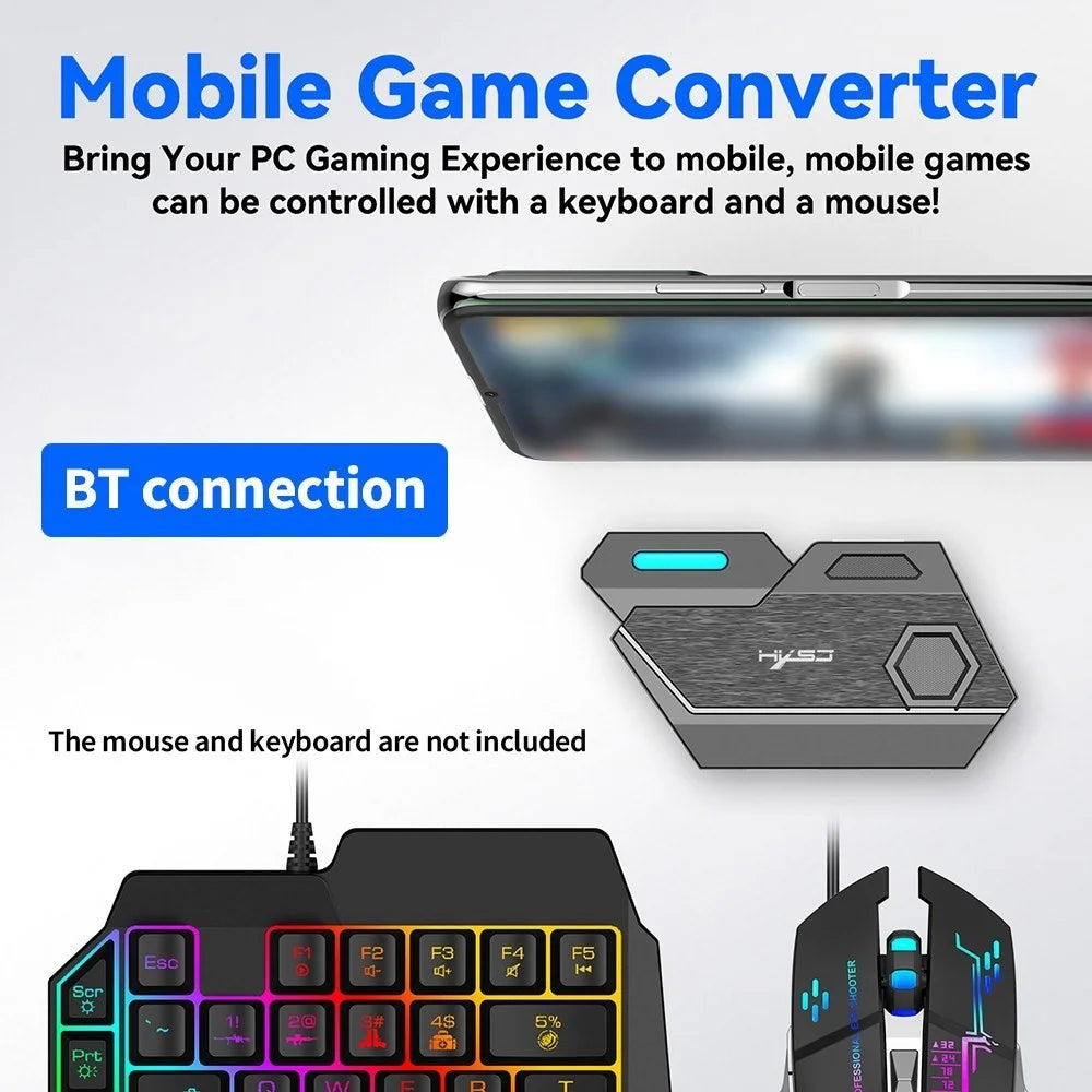 HXSJ P3 Wired Keyboard Mouse Converter 3 USB Ports Design Portable Mobile Game Keyboard and Mouse Adapter for Android iOS Systems - 3