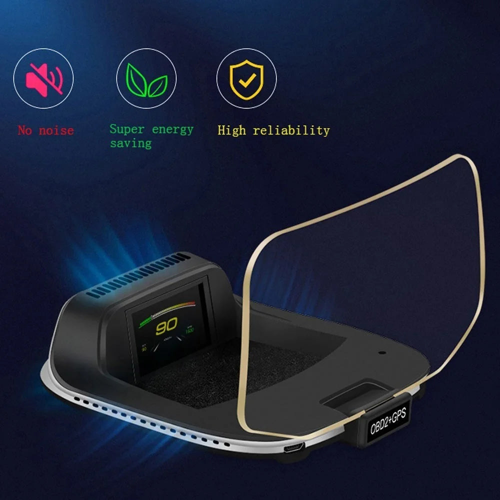 Car HUD Head Up Display Digital OBD2 GPS Interface Smart Speedometer with Over Speed Warning, Mileage Measurement, Time, Direction, Altitude - 3