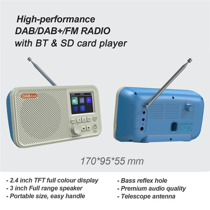 Portable Radio Digital Tuning AM/FM Stereo Radio Player Rechargeable Supports TF USB Port, Sleep Timer - 5
