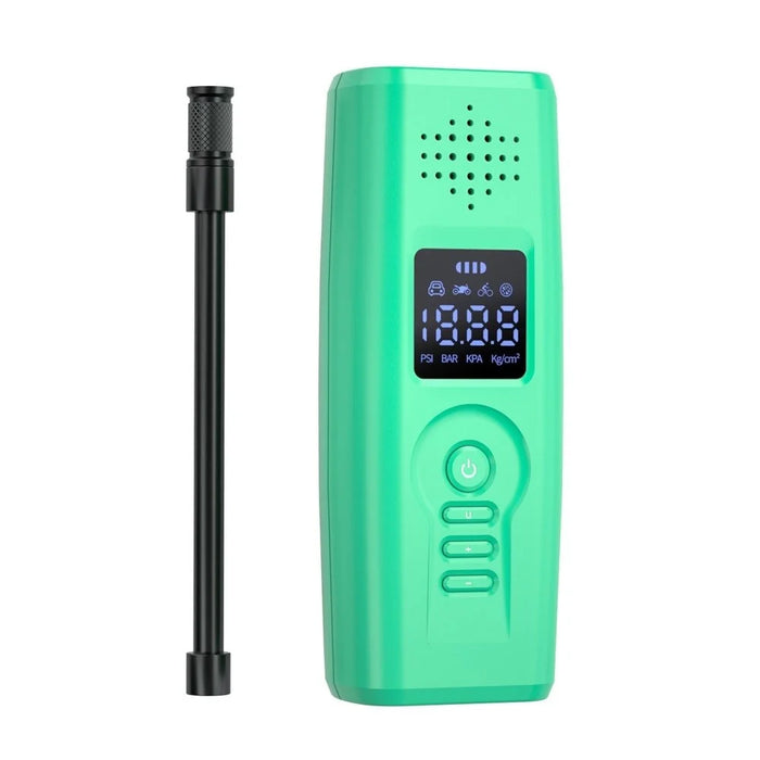 Portable Car Air Pump Intelligent Cordless Air Compressor Large-Capacity Battery 140PSI Electric Tire Inflator Power Bank with SOS Emergency Light for Car Motorcycle Bicycle Tires Balls - Green - 1