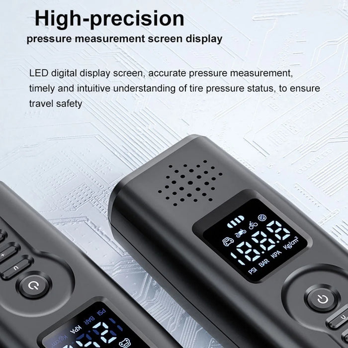 Portable Car Air Pump Intelligent Cordless Air Compressor Large-Capacity Battery 140PSI Electric Tire Inflator Power Bank with SOS Emergency Light for Car Motorcycle Bicycle Tires Balls - Green - 5