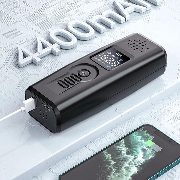 Portable Car Air Pump Intelligent Cordless Air Compressor Large-Capacity Battery 140PSI Electric Tire Inflator Power Bank with SOS Emergency Light for Car Motorcycle Bicycle Tires Balls - Green - 7