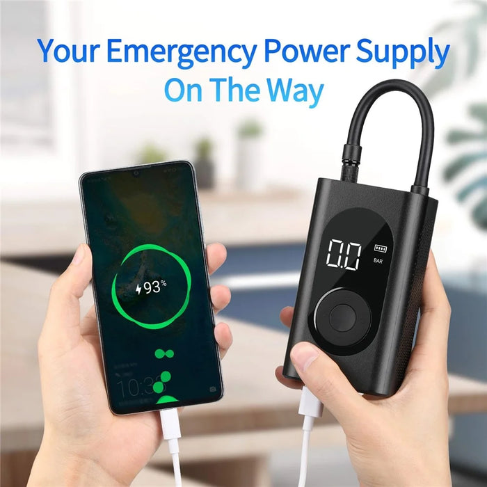 Portable Air Compressor Large Capacity Battery Wireless Inflation 150PSI Mini Electric Inflator Pump Wireless Car Tire Inflator Pump with Digital Display LED Light for Bike Motorcycle Car - 7