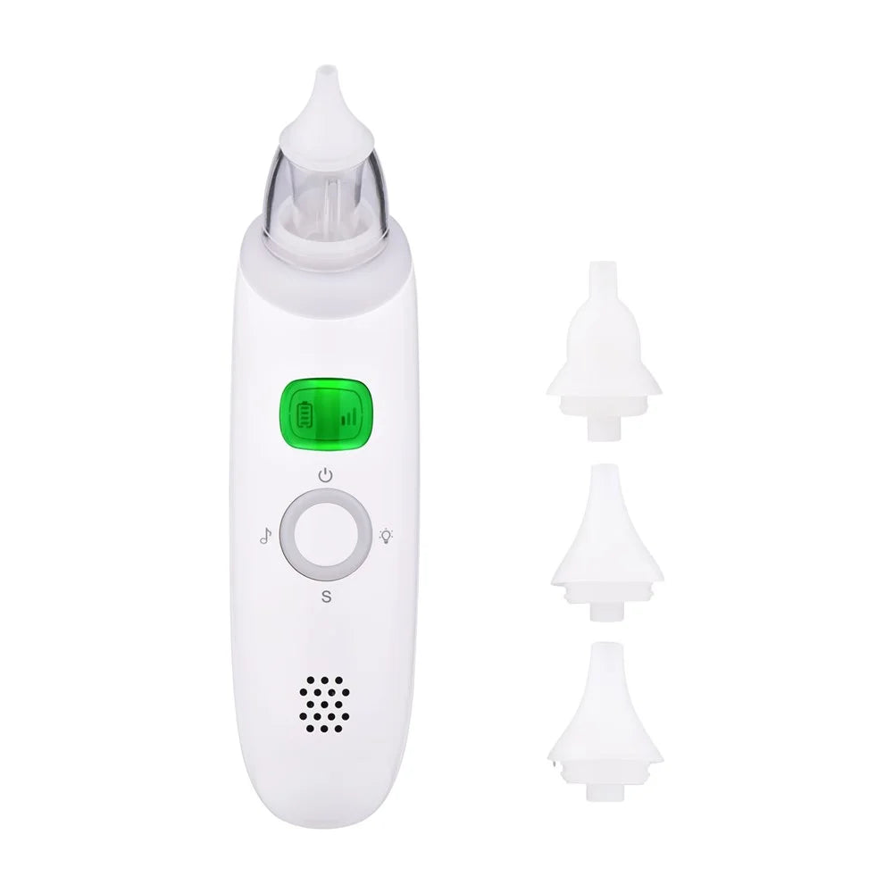 Electric Baby Nasal Aspirator Safe Low Noise Built-in Battery Automatic Nose Sucker Cleaner for Infants 3 Suction Levels with Light Soothing Music 3pcs Silicone Suction Tips - 1