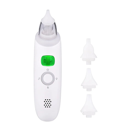 Electric Baby Nasal Aspirator Safe Low Noise Built-in Battery Automatic Nose Sucker Cleaner for Infants 3 Suction Levels with Light Soothing Music 3pcs Silicone Suction Tips - 1