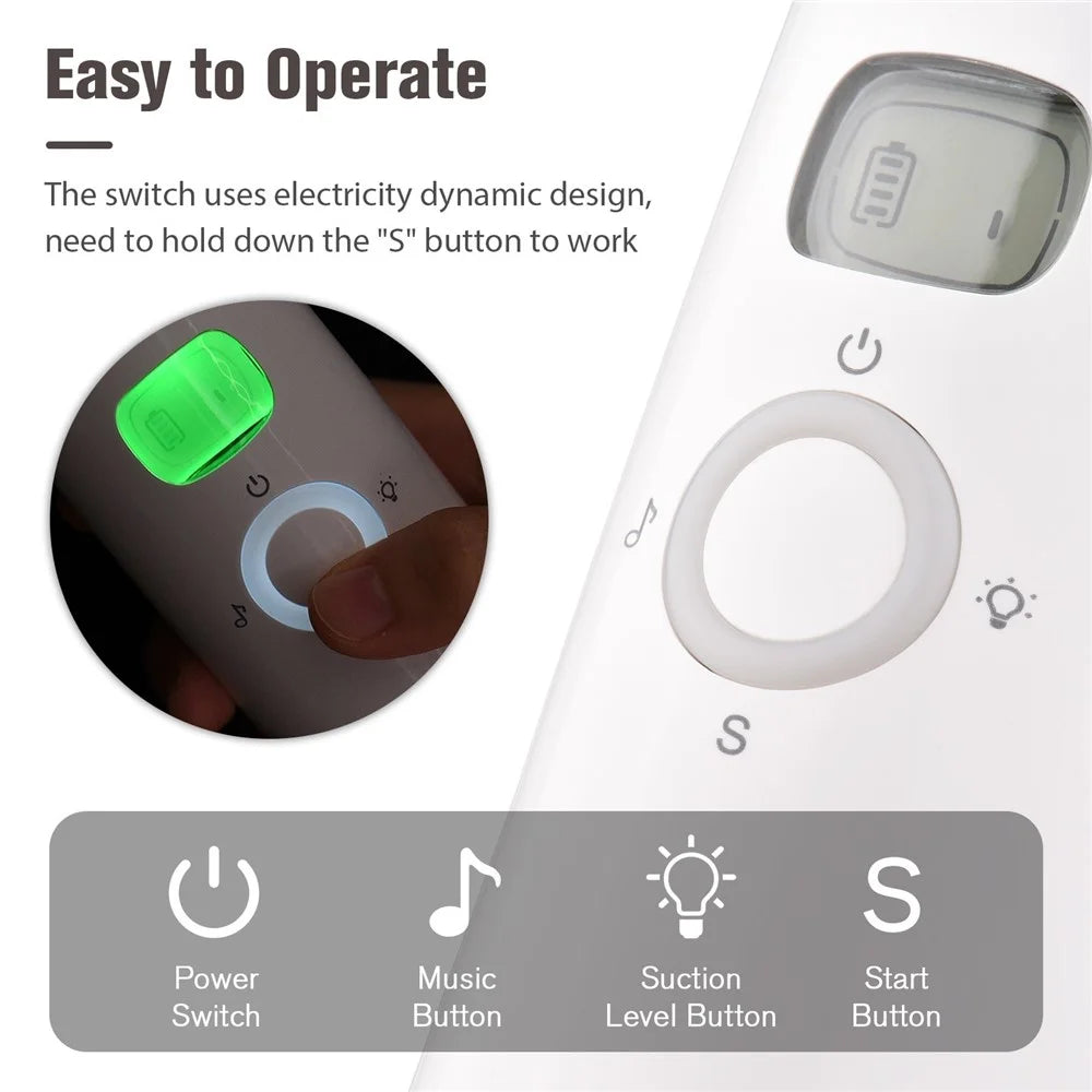 Electric Baby Nasal Aspirator Safe Low Noise Built-in Battery Automatic Nose Sucker Cleaner for Infants 3 Suction Levels with Light Soothing Music 3pcs Silicone Suction Tips - 2