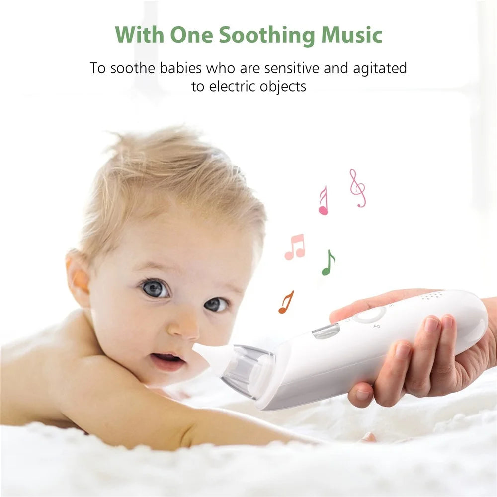 Electric Baby Nasal Aspirator Safe Low Noise Built-in Battery Automatic Nose Sucker Cleaner for Infants 3 Suction Levels with Light Soothing Music 3pcs Silicone Suction Tips - 4