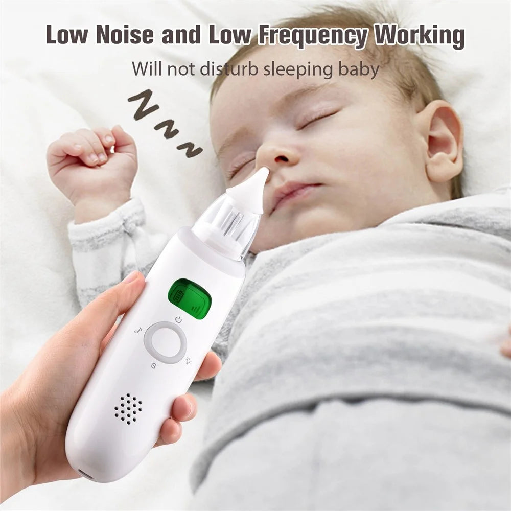 Electric Baby Nasal Aspirator Safe Low Noise Built-in Battery Automatic Nose Sucker Cleaner for Infants 3 Suction Levels with Light Soothing Music 3pcs Silicone Suction Tips - 6
