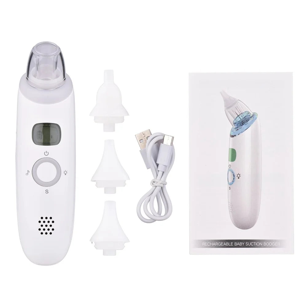 Electric Baby Nasal Aspirator Safe Low Noise Built-in Battery Automatic Nose Sucker Cleaner for Infants 3 Suction Levels with Light Soothing Music 3pcs Silicone Suction Tips - 7