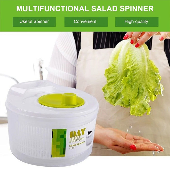 3L Large Capacity PC Salad Spinner Manual Lettuce Spinner Fruits and Vegetables Dryer with Rotary Handle for Food Prep Home Kitchen (BPA-Free, No FDA Certification) - 2