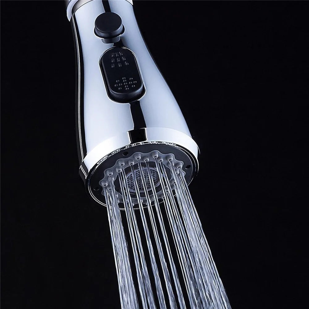 Faucet Sprayer Head Sink Durable Safe 3 Functions Anti-clog Spray Head G1/2 Pull Out Spray Head Nozzle for Kitchen Faucet Pull Down Faucet Replacement Kitchen Tap Sprayer Spout - Type 1 Polished - 2