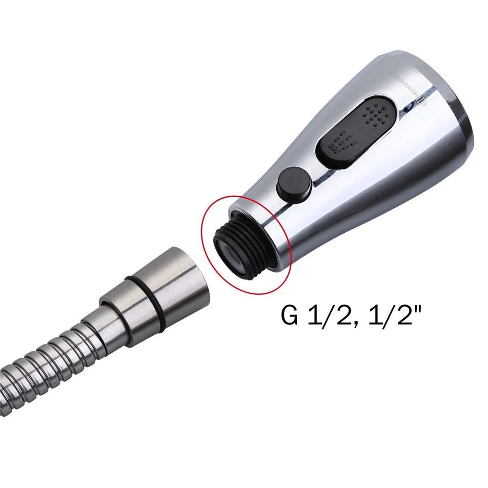 Faucet Sprayer Head Sink Durable Safe 3 Functions Anti-clog Spray Head G1/2 Pull Out Spray Head Nozzle for Kitchen Faucet Pull Down Faucet Replacement Kitchen Tap Sprayer Spout - Type 1 Polished - 7