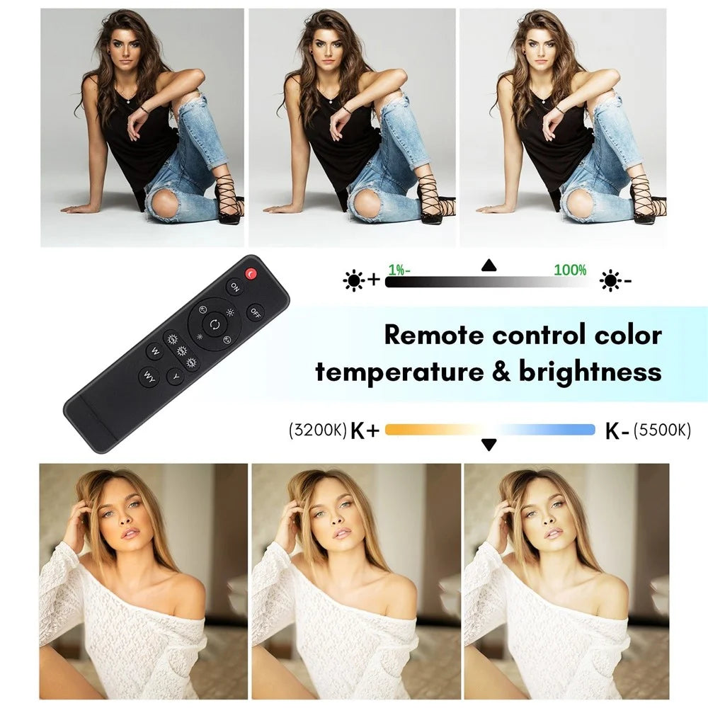 Tabletop Photography LED Lighting Kit with Durable 150W Light Bulb Dimmable 3200K-5500K + E27 Lamp Socket + Desktop Stand + Remote Control for Home Studio Photography - EU Plug - 2