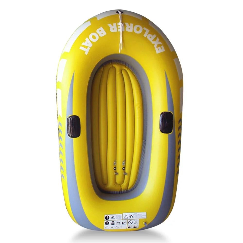 Inflatable Boat Fishing Boat with Double Valve for One Adult and One Child Summer Fun Boat Canoe Kayak - Yellow/L - 1