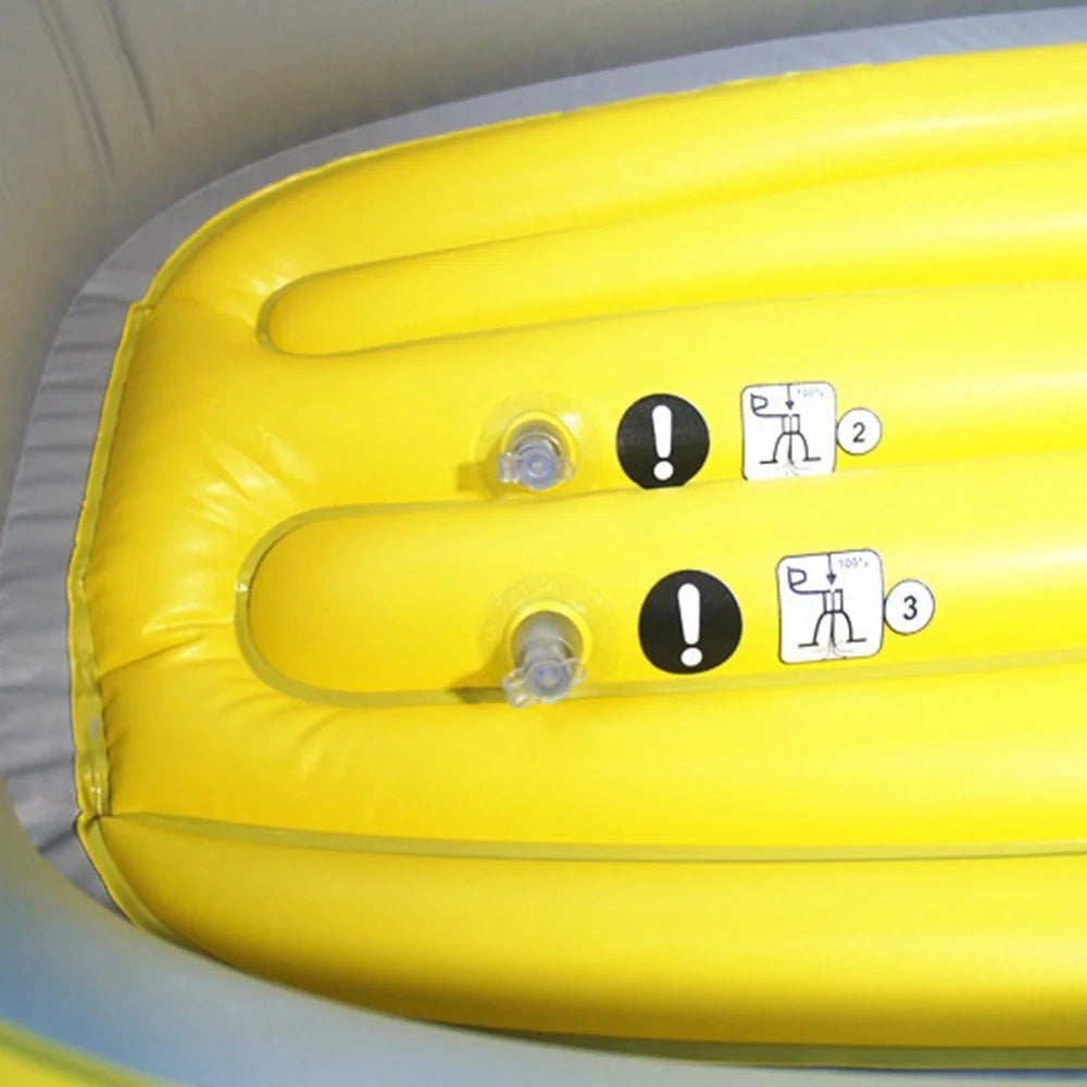 Inflatable Boat Fishing Boat with Double Valve for One Adult and One Child Summer Fun Boat Canoe Kayak - Yellow/L - 2
