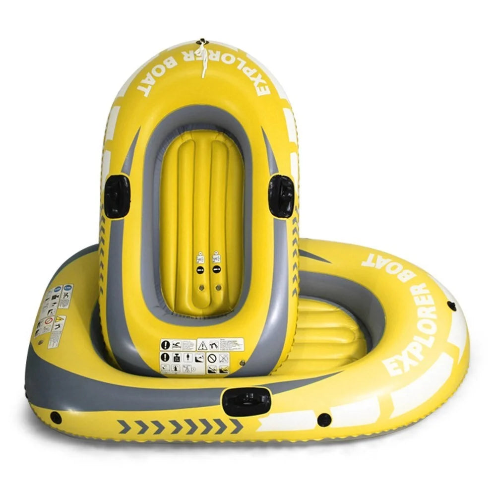 Inflatable Boat Fishing Boat with Double Valve for One Adult and One Child Summer Fun Boat Canoe Kayak - Yellow/L - 3
