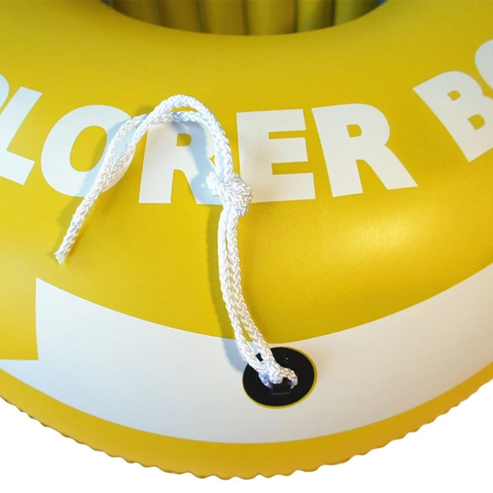 Inflatable Boat Fishing Boat with Double Valve for One Adult and One Child Summer Fun Boat Canoe Kayak - Yellow/L - 4