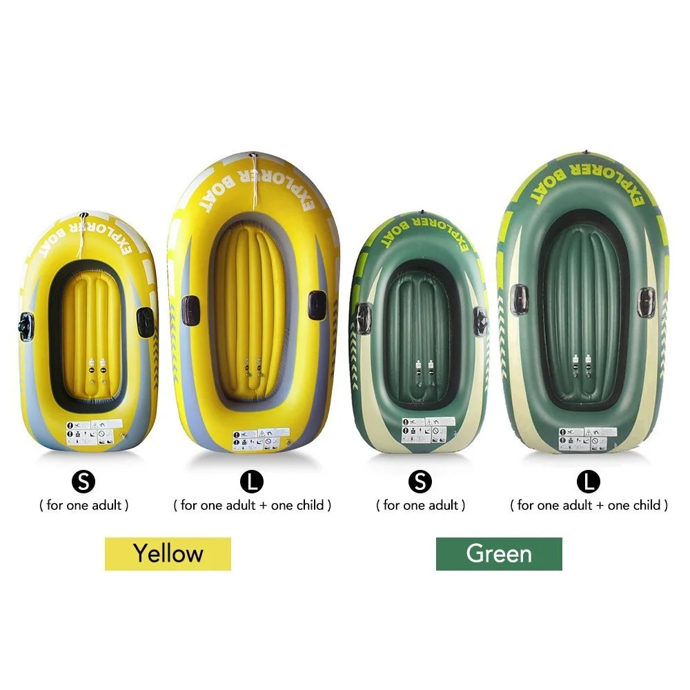 Inflatable Boat Fishing Boat with Double Valve for One Adult and One Child Summer Fun Boat Canoe Kayak - Yellow/L - 6