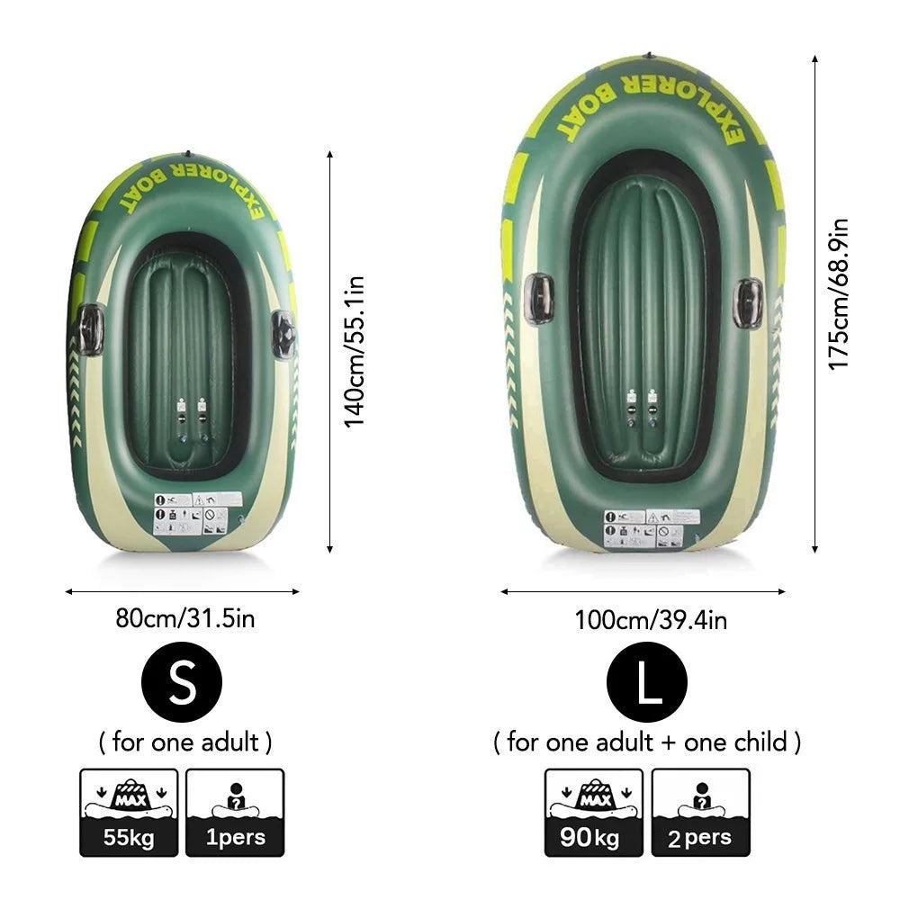 Inflatable Boat Fishing Boat with Double Valve for One Adult and One Child Summer Fun Boat Canoe Kayak - Yellow/L - 7