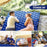 Portable 2 Person Camping Mat Air Mattress with Air Pillow Built-in Foot Pump Backpacking Sleeping Pad - Dark Blue - 2