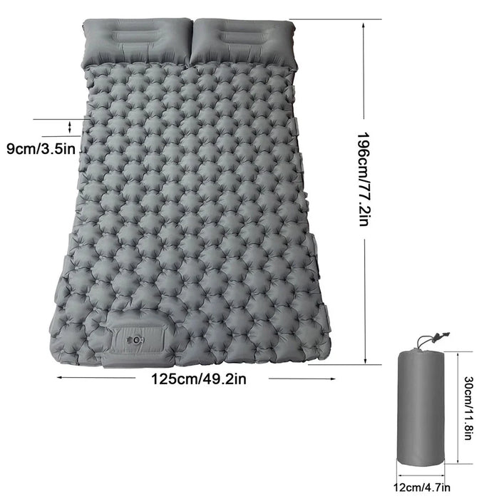 Portable 2 Person Camping Mat Air Mattress with Air Pillow Built-in Foot Pump Backpacking Sleeping Pad - Dark Blue - 5