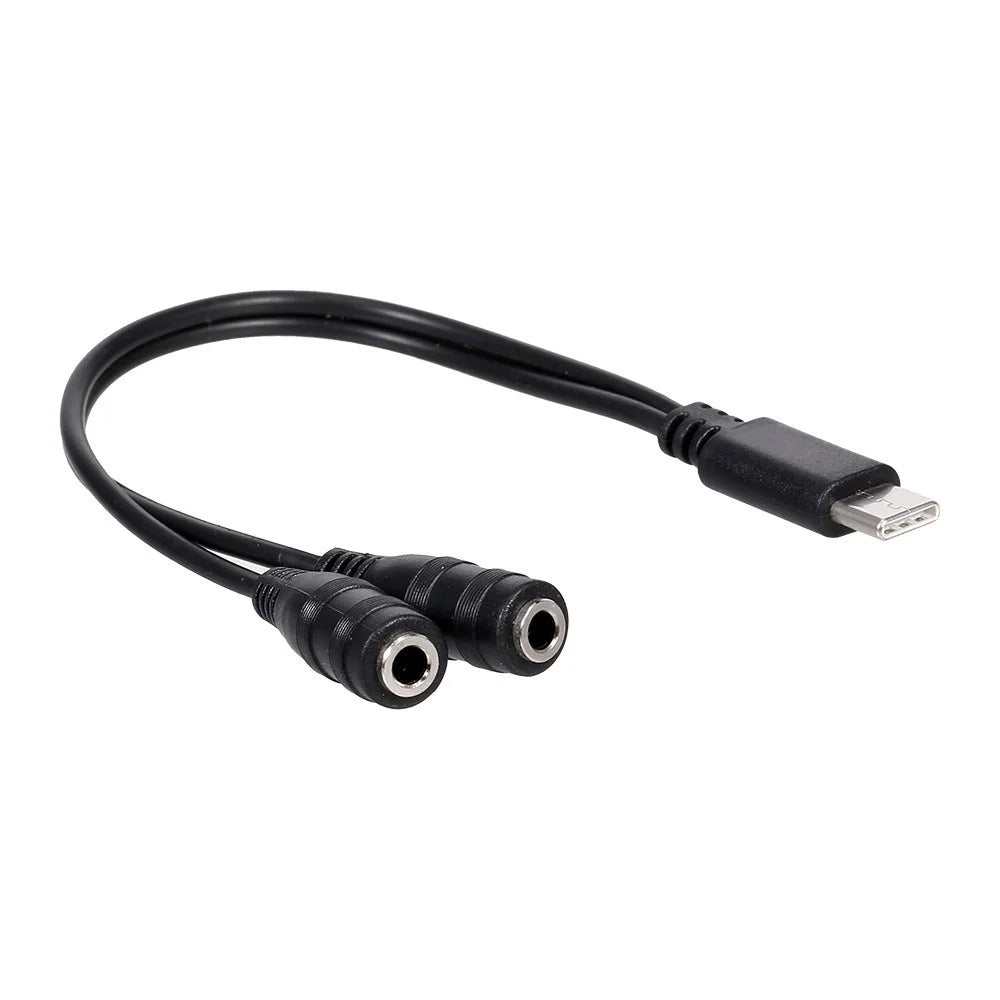 Type-C Male to Dual 3.5mm Female Headphone Adapter Cable 3.5mm AUX Audio Splitter Cable - 2