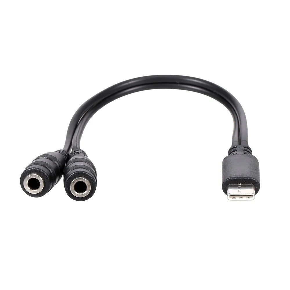 Type-C Male to Dual 3.5mm Female Headphone Adapter Cable 3.5mm AUX Audio Splitter Cable - 4