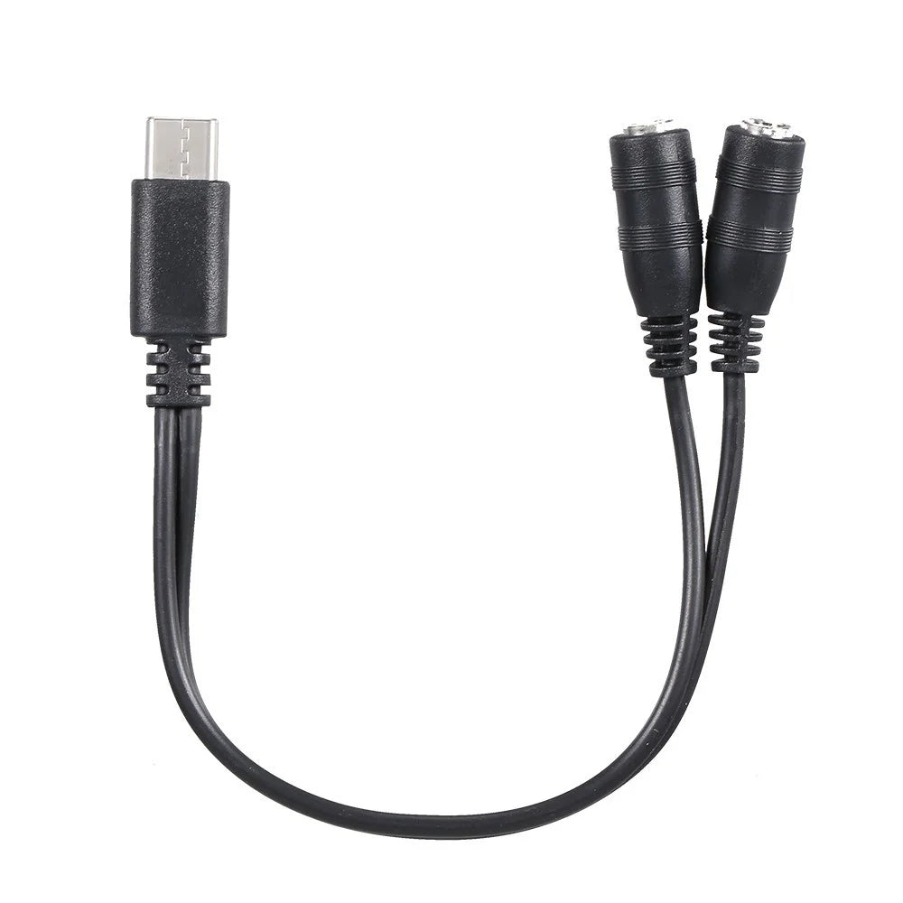 Type-C Male to Dual 3.5mm Female Headphone Adapter Cable 3.5mm AUX Audio Splitter Cable - 5
